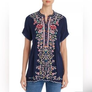 Johnny Was Raina Pintucked Top Size M